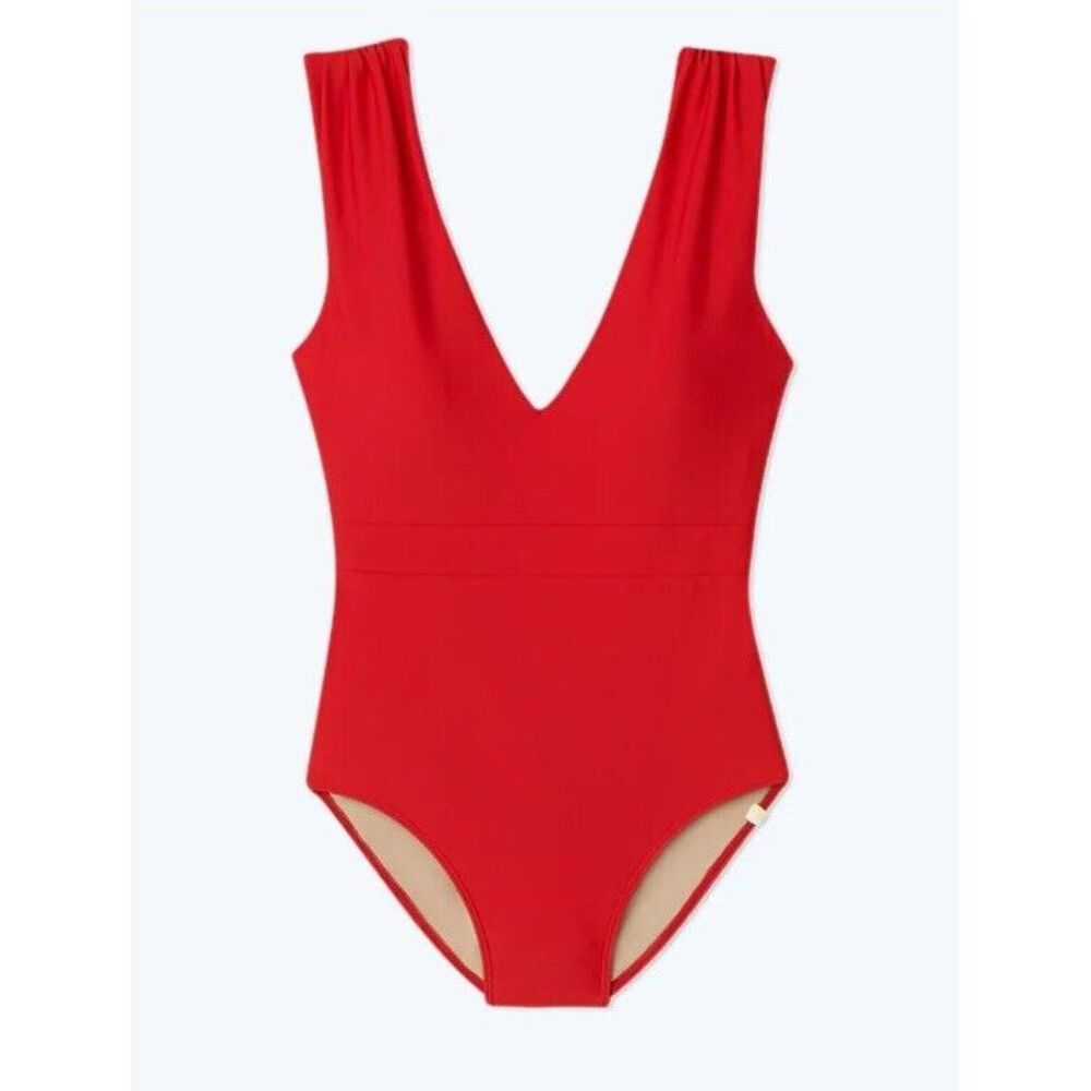 summersalt Red V-Neck One-Piece Swimsuit